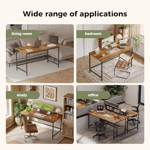 Mericonia 55x20 Inch Computer Desk, 0.6" Thick Small Office Table - color: Rustic Brown, size: 55",0.6"T