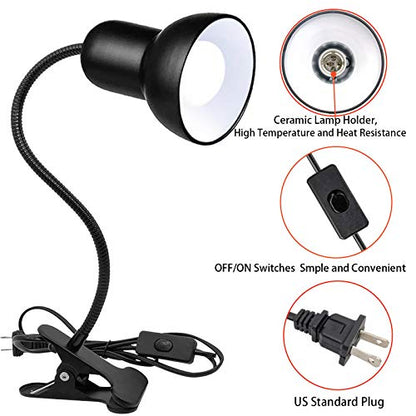 Desk Lamp, 360 Rotation Clip On Reading Light - Gooseneck Lamp with Cable, Portable Clamp Light for Bedroom, Office, Home Lighting