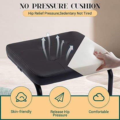 KCC Modern Dining Chairs Set of 6, Faux Leather Rattan Chair,Black | Mid Century Kitchen Side Chairs with Metal Legs and Upholstered Seat for Dining Room,Living Room,Bedroom - color: Black, size: Set of 6