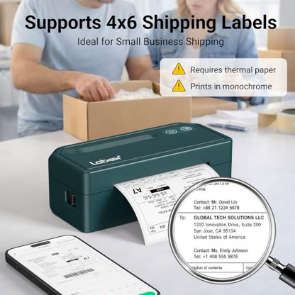 Labeer Bluetooth Thermal Shipping Label Printer, Wireless 4x6 Printer Green - color: Green