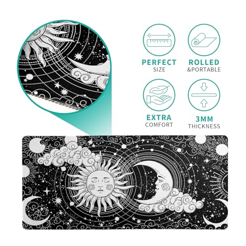Magic Astrology Extended Big Mouse Pad Large, Gaming Mouse Pad Desk Pad,31.5x11.8 Inch Long Computer Keyboard Mouse Mat Black Mousepad with 3mm Non-Slip Base and Stitched Edge for Gaming and Office - color: Magic Astrology