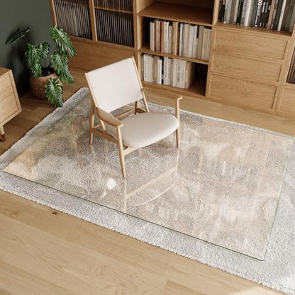 Koonmi Tempered Glass Chair Mat 72"x48" - Premium Office Chair Mat for Hardwood Floors & Low-Pile Carpet with 4 Non-Slip Pads - Thick Scratch-Resistant Surface - size: 72*48