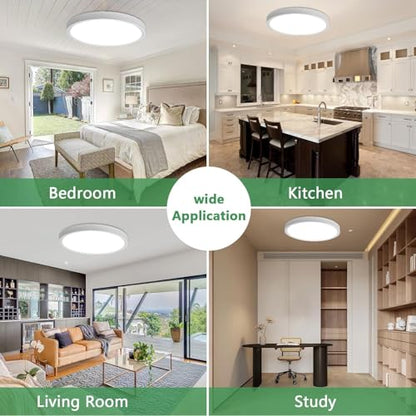 24Inch White Large LED Flush Mount Ceiling Light, 50W, 5480LM, 3CCT | 3000K/4000K/6000K CCT Selectable, White Close to Ceiling Round Flat Panel Light, Super Slim LED Ceiling Light for Bedroom - color: White, size: 24" 1PK