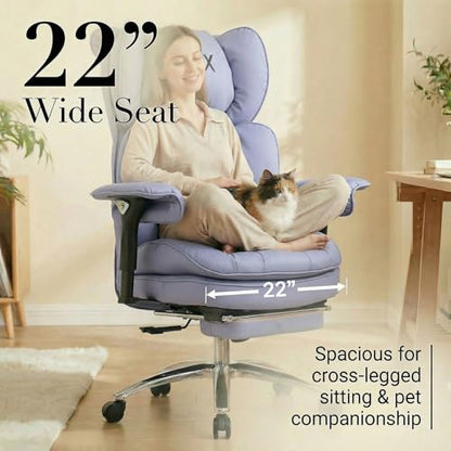 Efomao Big & Tall Desk Chair, Wide Executive Office Chair with Footrest Purple - color: 3070mus-purple