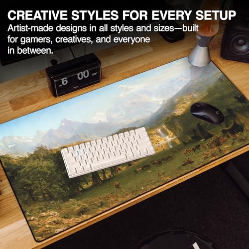 Landers-Peak Gaming Desk Pad, 36" x 17" Aeroglyde Fabric Desk Mat | Western, Durable Surface, Non-Slip Base, Washable Fabric, Smooth Glide, Stable Grip, Keyboard and Mouse Pad for Everyday Use - color: Aeroglyde - Landers-peak