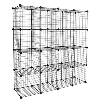 Wire Cube Storage, 16-Cube Organizer Metal, Wire C Grids Storage, Storage Bins Shelf, Modular Bookshelf, Closet Cabinet Ideal for Home, Living Room, Office