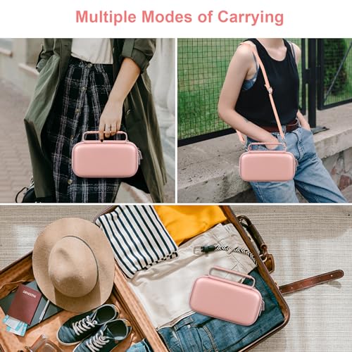 Canboc Carrying Case for NIIMBOT B21 Label Maker, Rose Gold (Case Only) | Portable Bluetooth Thermal Label Printer Bag with Removable Shoulder Strap, Mesh Pocket fit Printer Labels, USB Cable - color: Rose Gold+Rose Gold