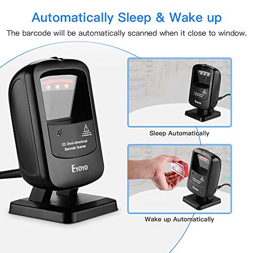 Eyoyo Omnidirectional Hands-Free 1D 2D Desktop USB Wired Barcode Scanner - color: Black Desktop Barcode Scanner