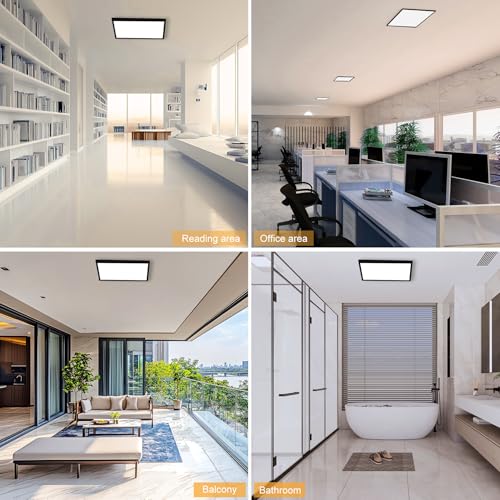 GT-Lite 2'x2'4200 Lumen 4 Pack LED Flat Panel,Flush Mount and Drop Ceiling - color: Black 4 Pack, size: 2x2 Feet