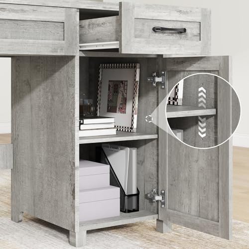Vabches Farmhouse 47" Executive Desk with Drawers, Grey - color: Grey, size: 47"W