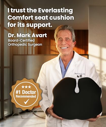 Elevate Series by Everlasting Comfort Doctor Recommended Memory Foam Seat Cushion for Office Chairs & Car - Ergonomic Desk Accessories - Cushions for Tailbone Pain Relief (Charcoal Black, Large) - size: Standard