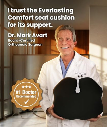 Elevate Series by Everlasting Comfort Doctor Recommended Memory Foam Seat Cushion for Office Chairs & Car - Ergonomic Desk Accessories - Cushions for Tailbone Pain Relief (Charcoal Black, Large) - size: Standard