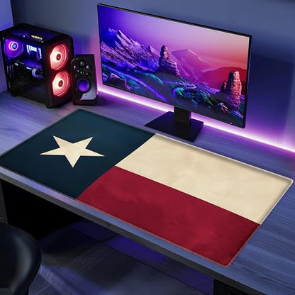 L&B Mercantile American Flag XXL Deskpad, Desk Mat for Computer Keyboard and Mouse – Patriotic USA Gaming Mousepad, Extra Long XL Mouse Pad for Laptop Office Desk. (Texas Flag) - color: Texas Flag