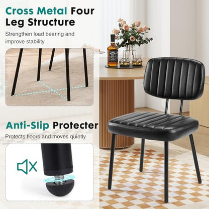 OLIXIS Dining Chairs Set of 6, Upholstered Kitchen Chairs, Black | Faux Leather Comfortable Cushion Seat, Metal Legs with Backrest, Mid-Century Modern, Easy Assembly, Dining Room Home - color: Black, size: 6 PCS