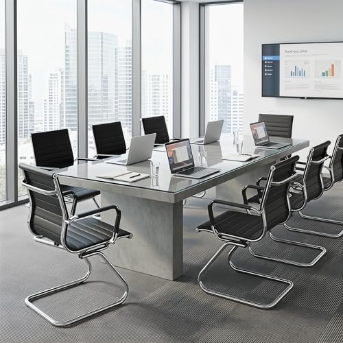 HNY 10-Pack PU Leather Office Guest Chairs - color: Black, size: 10 PCS