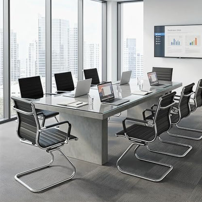 HNY 10-Pack PU Leather Office Guest Chairs - color: Black, size: 10 PCS