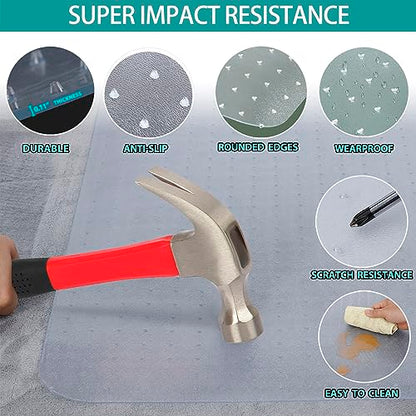 Office Chair Mat for Carpeted Floor 48” x 36” Clear Floor Protector Mat Anti Slip Computer Desk Chair Mat for Home Office - size: 48” x 36” with Lip