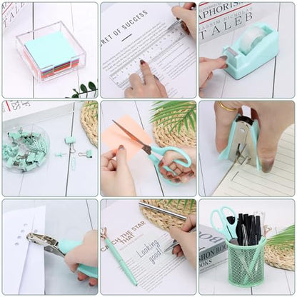 17 IN 1 Office Desk Organizer Set for Back to School Supplies Accessories - color: Green