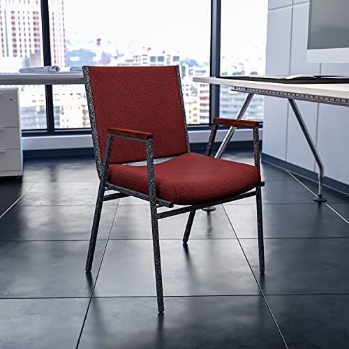 Flash Furniture Hercules Fabric Stack Chair with Arms, Burgundy - color: Burgundy Patterned Fabric, size: Set of 1