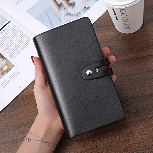 RFID Credit Card Holder Organizer, Leather Business Card Organizer with 96 Card Slots, Business Card Book to Keep Cards Neatly Organized and Prevent Jumbling, Loss, or Damage (Black) - color: Black