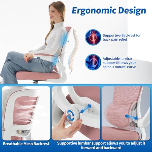 TRALT Drafting Chair - Tall Office Chair with Lumbar Support for High Desk - color: Pink