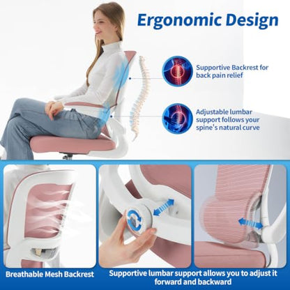 TRALT Drafting Chair - Tall Office Chair with Lumbar Support for High Desk - color: Pink