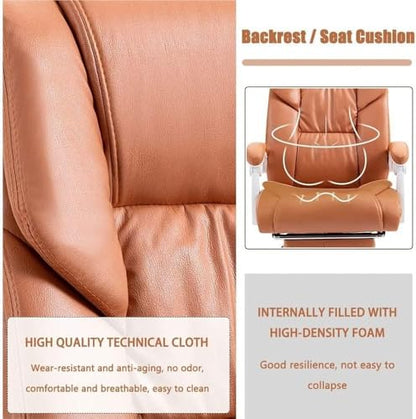 Ergonomic Executive Office Chair with Footrest Leather Computer Desk Chair High Back Home Task Chair with Lumbar Support Comfortable for Bedroom Business(Gray) - color: Grey