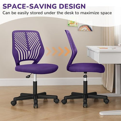 Topeakmart Armless Small Office Desk Chair, Adjustable Height Swivel, Purple - color: Purple