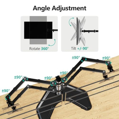WALI 4 Monitor Stand for 13-27 inch Computer Screens up to 17.6lbs,Adjustable Quad Monitor Mount, Free Standing 4 Monitor Mount Full Motion with Tilt, Rotation, VESA Mount 75/100mm (MF004), Black - size: Quad, style: Free-Standing