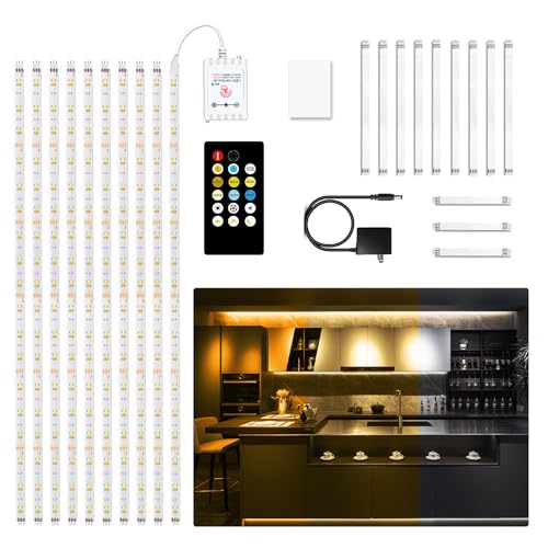 DAYBETTER Under Cabinet Lighting kit, 10 PCS LED Strip Lights with Remote, Dimmable Under Cabinet Lights for Kitchen Cabinet, Counter, TV Back,Showcase 2700K-6500K Warm to Daylight White,Timing,16.4ft - size: 16.4ft