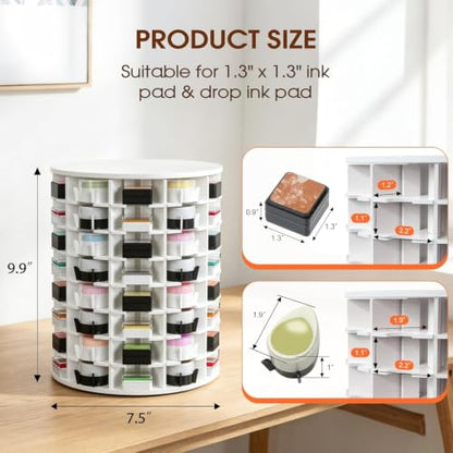 Krafetto 80 Grids Rotating Ink Pad Storage Organizer Rack