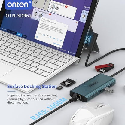 Surface Docking Station. 12-in-1 Docking Station for Microsoft Surface Pro 9/8/X/7/6/5/4/3, Surface Laptop 5/4/3/2/1,Surface Laptop Go 3/2/1, Surface Book 3/2/1, PD Charger Required.