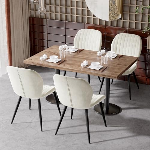 Dining Chairs Set of 4 Modern Velvet Dining Room Chairs Upholstered Dining Chairs with Thick Cushions Metal Legs Armless Back Chair for Kitchen and Living Room Cream - color: Cream （velvet）, size: Set of 4