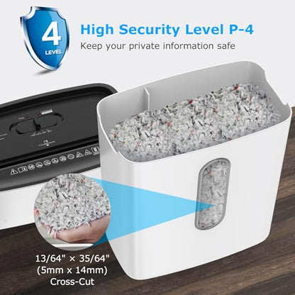 BONSEN 8-Sheet Cross Cut Paper Shredder for Home, P-4 Security Level, White - color: White, size: 8-Sheet Cross Cut