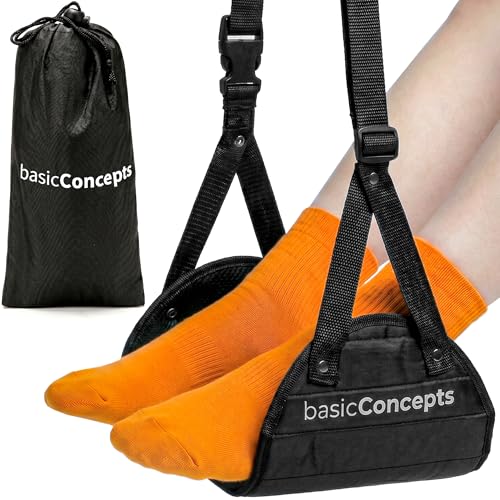 BASIC CONCEPTS Airplane Foot Hammock for Plane Travel Essentials - Airplane Travel Essentials, Long Flight Foot Rest - Plane Gadgets