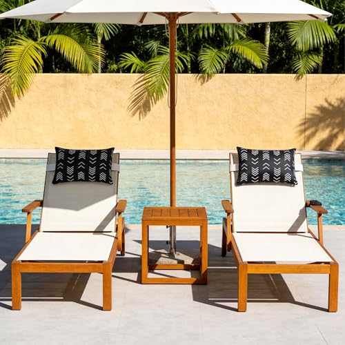 Black Geometric Outdoor Chaise Lounge Head Pillow 11"x16" Set of 2 | Waterproof Lumbar Pillows with Insert Adjustable Elastic Strap, Neck Attachment for Recliner Patio Beach Pool - color: Black Geometric