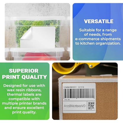ABC PACK & SUPPLY Thermal Transfer Labels 3 x 6 Inch, White Matte Shipping Labels, 3" Core, Perforated, 1000 Labels per Roll, 4 Rolls, Permanent Adhesive, Industrial Printer Compatible - style: 3" x 6" / 4000 Pack