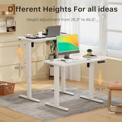 JOY worker Small Electric Standing Desk, 35" Whole Piece Height Adjustable - color: White, size: 35" * 20"