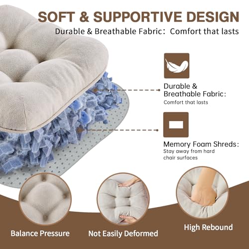 BETU Chair Cushions for Dining Chairs Set of 4,3.5" Thick Kitchen Table Chair Pads with Ties,Non Slip Backing and Covers, Seat Cushion for Dining Room,Bar,Patio Chairs,15.5"X15.5"X3.5",Beige