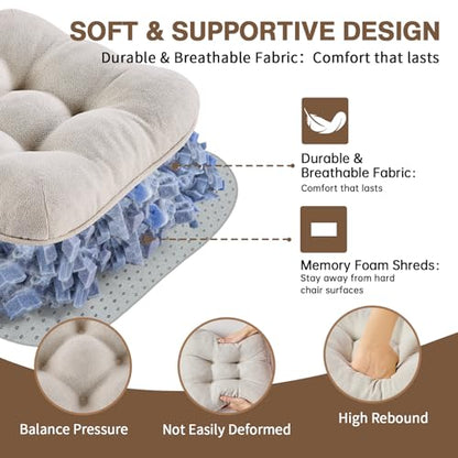BETU Chair Cushions for Dining Chairs Set of 4,3.5" Thick Kitchen Table Chair Pads with Ties,Non Slip Backing and Covers, Seat Cushion for Dining Room,Bar,Patio Chairs,15.5"X15.5"X3.5",Beige