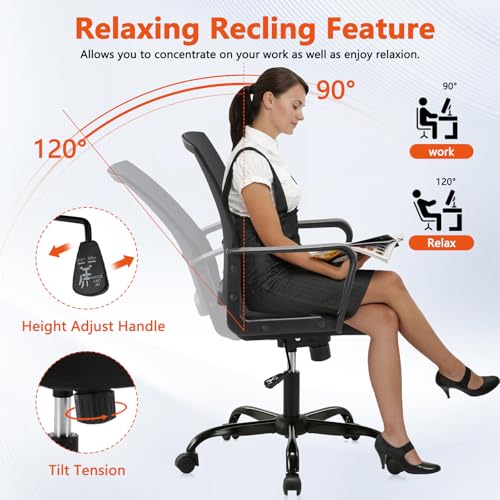 CLATINA Ergonomic Rolling Mesh Desk Chair with Executive Lumbar Support and Adjustable Swivel Design for Home Office Computer Black 4 Pack - size: 4 Pack
