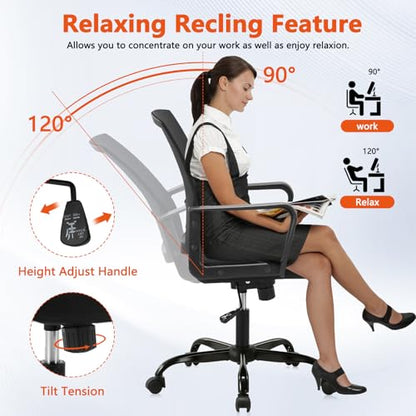 CLATINA Ergonomic Rolling Mesh Desk Chair with Executive Lumbar Support and Adjustable Swivel Design for Home Office Computer Black 4 Pack - size: 4 Pack