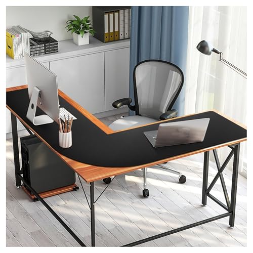 MAIDERN (51” + 51”) x 15.7” L Shaped Corner Desk Mat, Cork & Leather Reversible Desk Pad for Gaming Computer Office Home (Black) … - size: (51” + 51”) x 15.7”