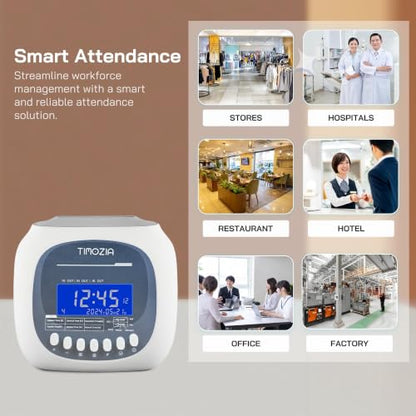 Time Clocks for Employees Small Business, Auto-Align Time Clock | 6 Punches per Day Time Machine, Clock in Machine for Employees with Time Cards, 2 Ink Ribbons