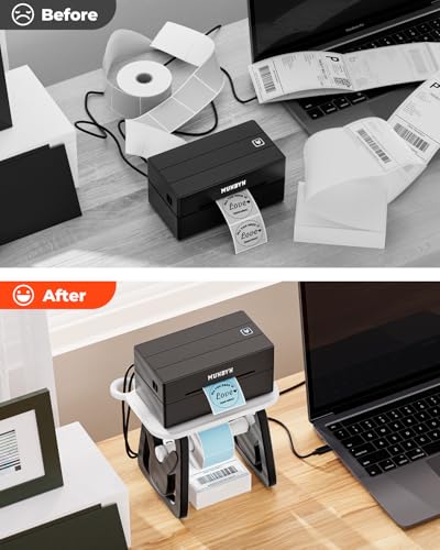 MUNBYN RW403B Bluetooth Thermal Label Printer+2 Inch Circle Thermal Sticker Labels+Label Holder for Rolls and Fanfold Labels