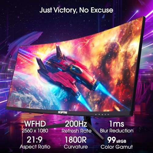 Sceptre Prime Curved 30-inch Gaming Monitor 200+Hz FreeSync Build-in Speakers 2560 x 1080p HDMI DP Machine Black 2026 (C305B-200UN Series) - style: 2025 30" 200Hz+