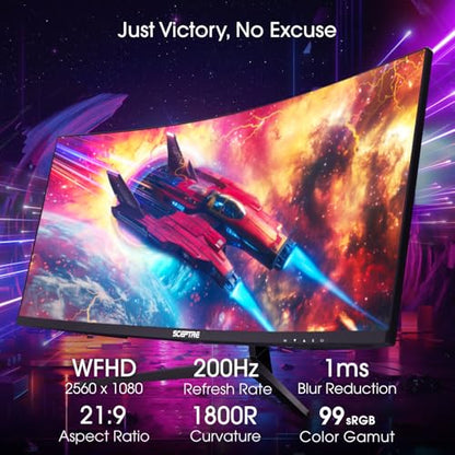 Sceptre Prime Curved 30-inch Gaming Monitor 200+Hz FreeSync Build-in Speakers 2560 x 1080p HDMI DP Machine Black 2026 (C305B-200UN Series) - style: 2025 30" 200Hz+