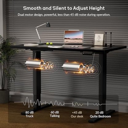 Dual Motor Electric Standing Desk Frame, Height Adjustable Table Legs for Max 44″ x 70.8″ Desktop with 330lbs Capacity, Ergonomic Sit Stand Up Desk Base for Home Office, Black Frame Only