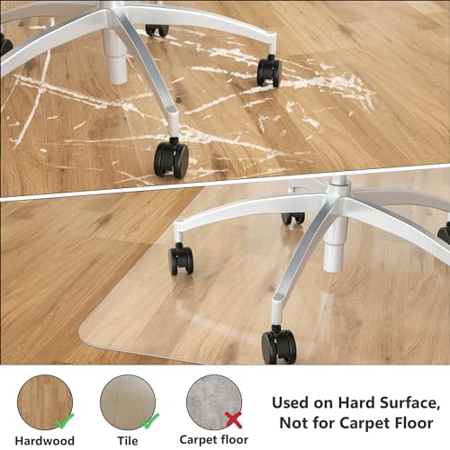 Amyracel Office Chair Mat for Hardwood Floor Desk Floor Mat for Hardwood Floors, Clear Desk Chair Mat for Hard Floor Easy Glide Floor Protector Mat (for Hard Floor, 46" x 72" Rectangular) - color: Fully Clear, size: 46" x 72" Rectangular