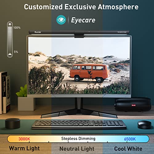 Quntis Monitor Light Bar PRO+ with Remote Control, Fit for Curved/Flat Monitor, Eye-Care USB Computer Lamp Dimmable Screen Light Bar with Auto-Dimming, No Glare Home Office Gaming Desk Lamp - style: ScreenLinear PRO+